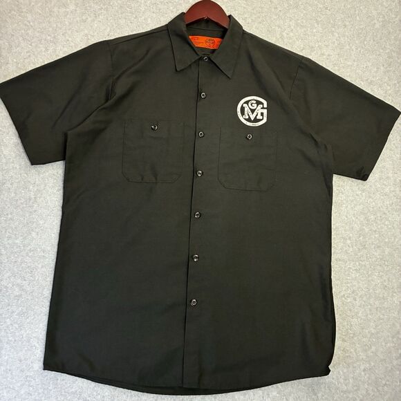 Gas Monkey Garage Red Kap Work Shirt Men’s Size L Black Button Front - Picture 1 of 7